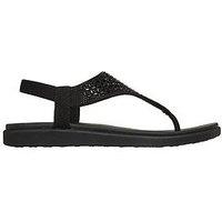 Skechers Meditation Luxe Toe-Post Sandal - Black Knit