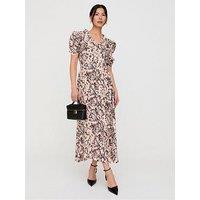 Lily & Lionel Julia Snake Print Dress - Light Brown