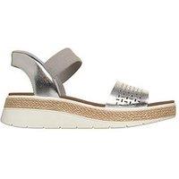 Skechers Bobs Sun Raystep Aside Slip-Ins Wedge Sandals - Silver