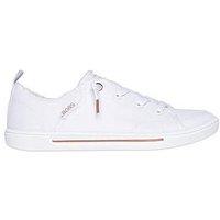 Skechers Wide Fit B Cute Frayed Canvas Faux Lace Slip-On Trainer - White