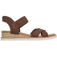Skechers Desert Kiss Golden Lily Slip-Ins Sandal - Chocolate Washed Canvas