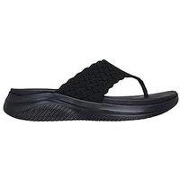 Skechers Ultra Flex 3.0 Sandalrhythm Waves Toe-Post Sandal - Black Knit