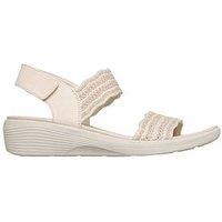 Skechers Arya Slingback Metallic Knit Sandals - Off White