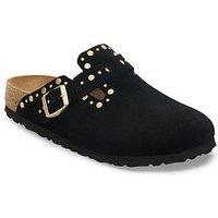 Birkenstock Boston Suede Rivet Shoe - Black