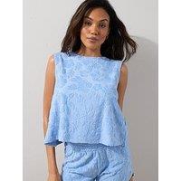 The Very Collection Towelling Placement Top Co Ord - Blue
