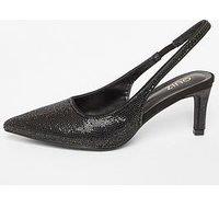 Quiz Black Diamante Sling Back Heels