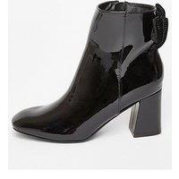 Quiz Black Patent Bow Back Ankle Boot