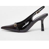 Quiz Wide Fit Black Slingback Court Heels