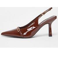 Quiz Wide Fit Brown Slingback Court Heels