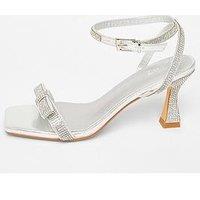 Quiz Silver Diamante Bow Front Heels