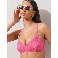 The Very Collection Floral Textured Twist Bikini Top - Pink