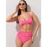 The Very Collection Floral Textured High Waist Bikini Briefs - Pink