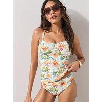 The Very Collection Ibiza Postcard Twist Front Tankini Briefs - Multi