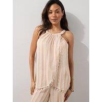 The Very Collection Stripe Halter Embellished Co Ord Top - Multi