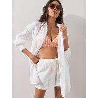 The Very Collection Longer Length Beach Shirt - White
