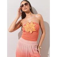 The Very Collection Corsage Shirred Ombre Beach Top - Pink
