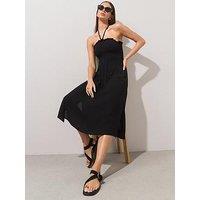 The Very Collection Bandeau Shirred Midi Dress - Black