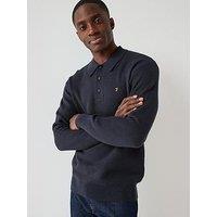 Farah Gateacre Long Sleeve Knitted Polo - Navy