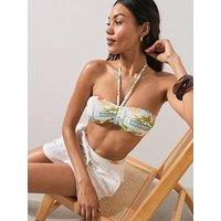 The Very Collection Ibiza Postcard Print Bandeau Top - Multi