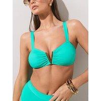 The Very Collection Gold V Trim Bikini Top - Green