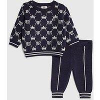 River Island Baby Boys Monogram Jumper Set - Dark Blue