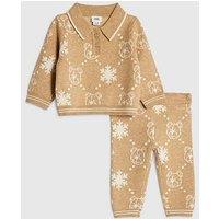 River Island Baby Boys Snowflake Bear Jumper Set - Cream