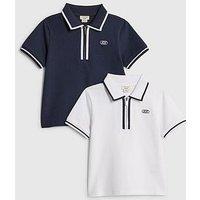 River Island Mini Boys 2 Pack Polo Shirts - White/Blue