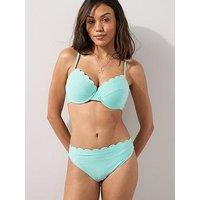 The Very Collection Stripe Scalloped Underwired Bikini Bottoms - Green