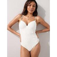 The Very Collection Shape Enhancing Textured Underwired Swimsuit - Cream