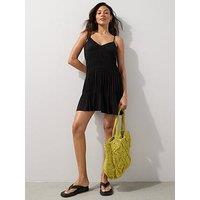 The Very Collection Cotton Tiered Strappy Cami Mini Dress - Black