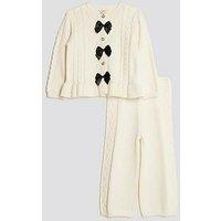 River Island Mini Girls Bow Knit Jumper Set - Cream