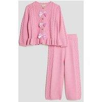 River Island Mini Girls Bow Knit Jumper Set - Pink