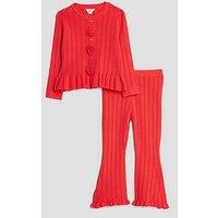 River Island Mini Girls Rose Cardigan Set - Red