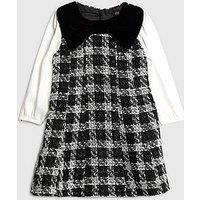 River Island Mini Girls Velvet Bow Boucle Dress - Black