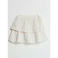 River Island Mini Girls Sequin Frill Skirt - White