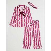 River Island Mini Girls Teddy Stripe Satin Pyjamas - Pink