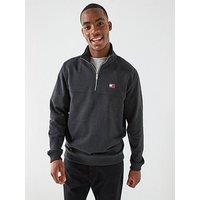 Tommy Jeans Regular Fit Badge 1/4 Zip Sweatshirt - Black