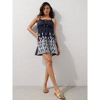 The Very Collection Lace Chambray Dress - Blue