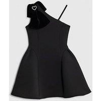 River Island Older Girls One Shoulder Bow Skater Dress - Black