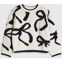 River Island Mini Girls Fluffy Bow Jumper - Cream