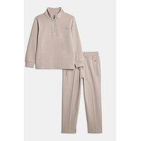 River Island Older Boys Zip Funnel Neck Top Set - Beige