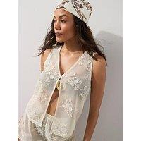 The Very Collection Sheer Lace Top Beach Co-Ord - Cream