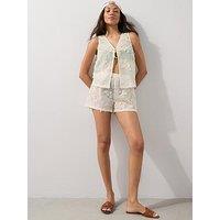 The Very Collection Sheer Lace Shorts Beach Co-Ord - Cream