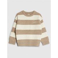 River Island Mini Boys Ribbed Stripe Jumper - Beige