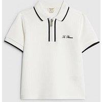 River Island Mini Boys Textured Polo Shirt - White