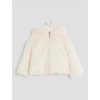 River Island Mini Girls Faux Fur Jacket With Ears - Cream