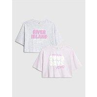 River Island Older Girls 2 Pack Crop Tops - Purple