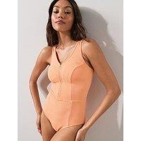 The Very Collection Shape Enhancing Crinkle Sports Swimsuit - Orange