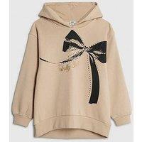 River Island Older Girls Hooded Longline Sweatshirt - Beige