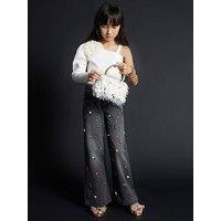 River Island Older Girls Rose Wide Leg Jeans - Black